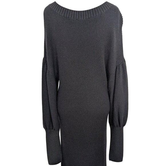 NEW Express Ribbed Maxi Dress Womens Size Medium Black Stretch V Neck Long - Picture 10 of 12